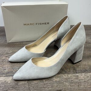Marc Fisher CAYSON Gray Suede Block Heel Pumps Size 9